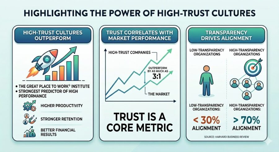 Trust and transparency lead to improved corporate culture. 