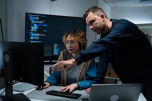 Software Engineers Team Developing Autonomous AI Agents And Agentic Terminal Coding In A Cowork Environment.Concept Of Constitutional AI,agentic Coding,large Language Models And Reinventing Software.