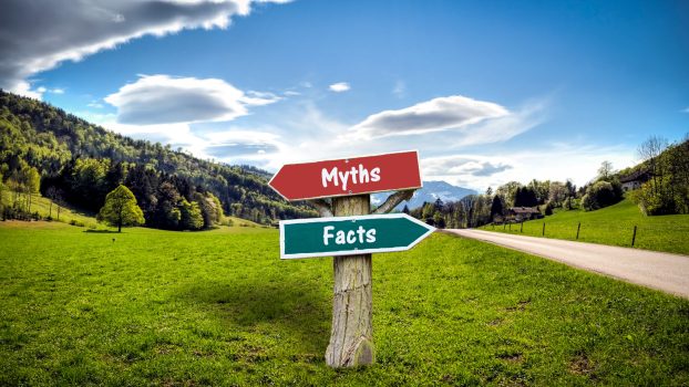 Street Sign the Direction Way to Facts versus Myths